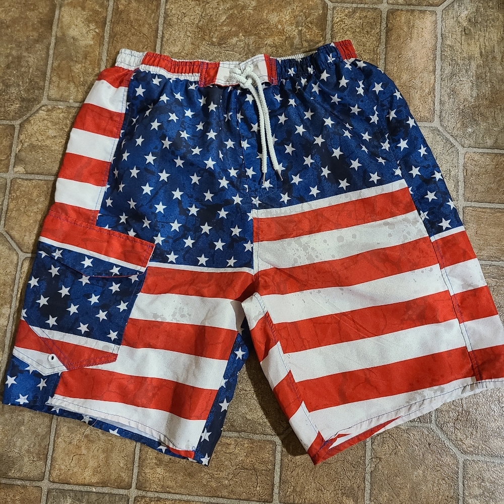 North 15 Red, White, Blue M Swim Trunks